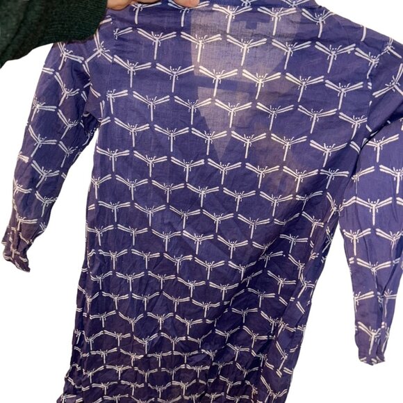 Roberta Roller Rabbit blue white Indian Block Print Dragonfly tunic dres… - Picture 3 of 5